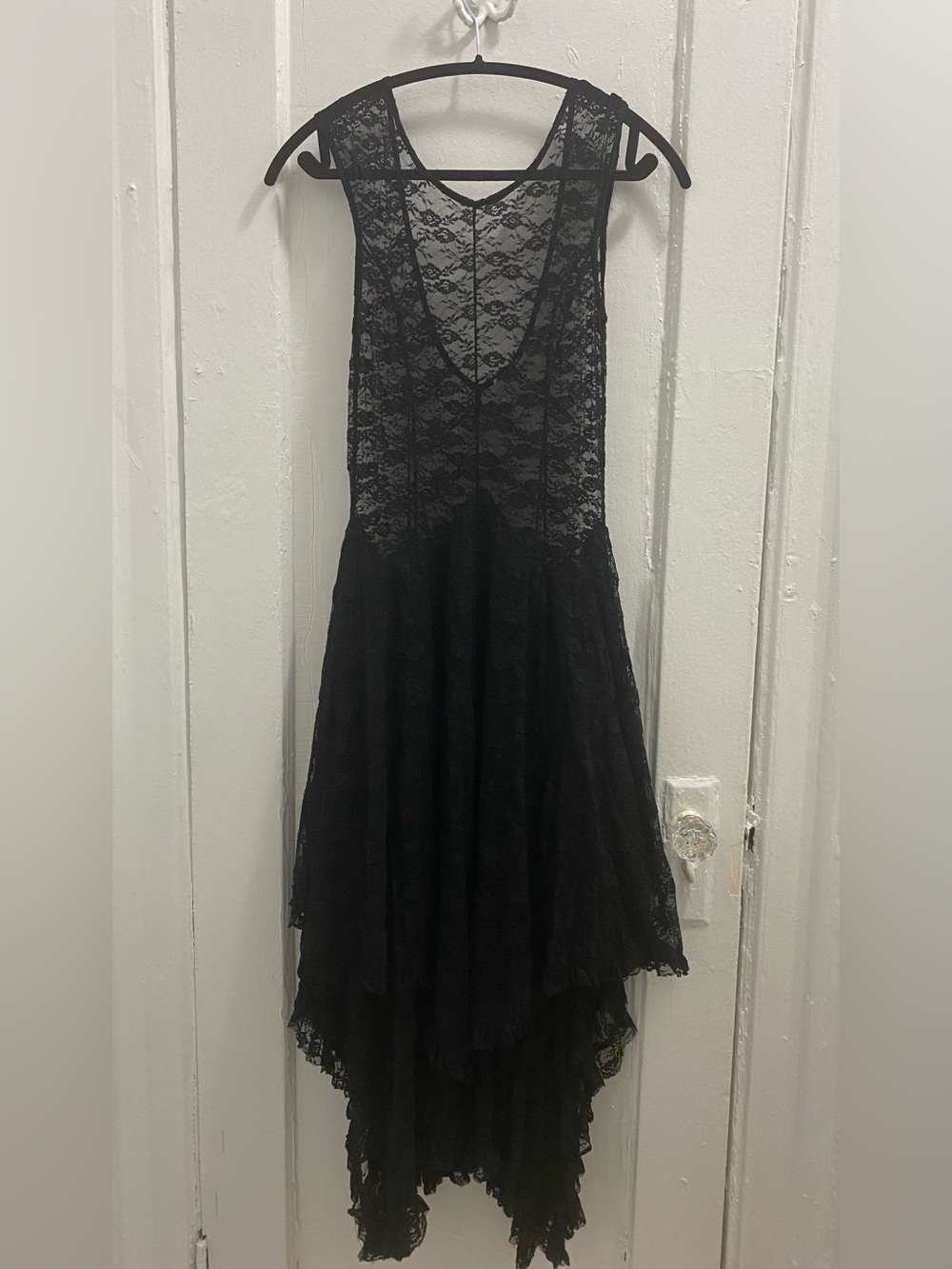Free People Black Lace High-Low Evening Dress